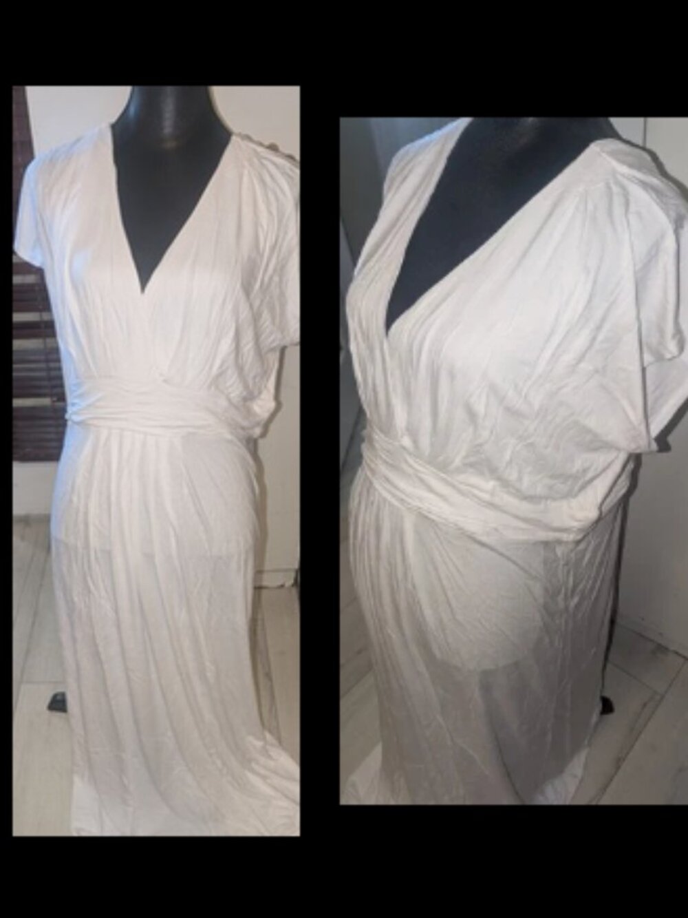 IMAN White Jersey Vneck Sleeveless Dress Plus Size Womens 2X Short - NWT